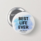 Beste leven ooit doop Blauwe Waterverf Button (Voorkant /achterkant)