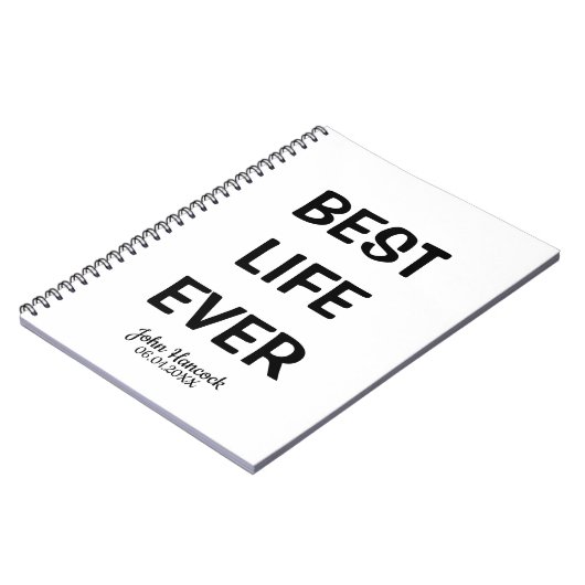 Beste leven ooit doop zwart en wit notitieboek (Linkerzijde)