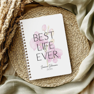 Beste leven ooit Roze Orchideeën Doop Notitieboek