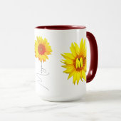 Beste Mam Gift (Quote, Monogram & Naam) Zonnebloem Mok (Voorkant rechts)