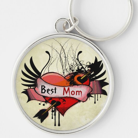 Beste mam grunge hart sleutelhanger (Voorkant)