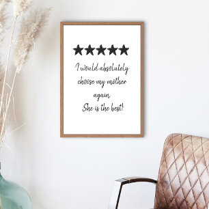 Beste Mam Liefde 5 Star Review Aangepaste Tekst Poster