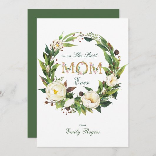 Beste mam met goudbloem save the date (Voorkant / Achterkant)