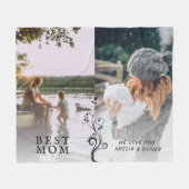 Beste mam Modern Foliage 2 Aangepaste foto's Moede Fleece Deken (Voorkant (Horizontaal))