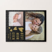 Beste mam ooit 2 Foto Collage Black en Gold Legpuzzel (Horizontaal)