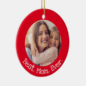 Beste mam ooit 2 Foto's Rood en Wit Kerstmis Keramisch Ornament (Rechts)