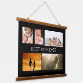 Beste Mam Ooit 5 Fotocollage Zwart Hangend Wandkleed (Gebogen)