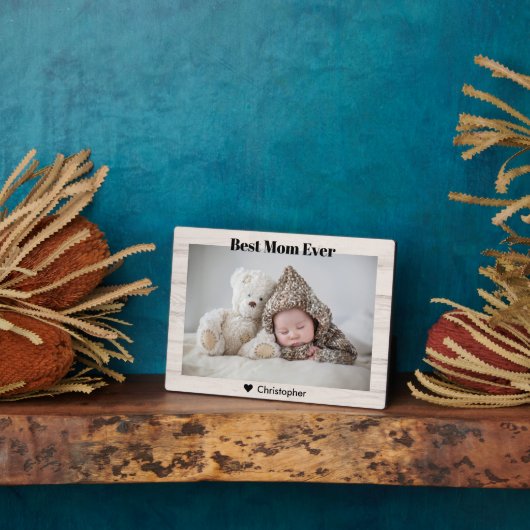 Beste mam ooit aangepaste foto naam Rustic Modern Fotoplaat (Zijkant)