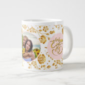 Beste Mam Ooit Bloemen Foto Moederdag Extra Grote Beker (Voorkant rechts)