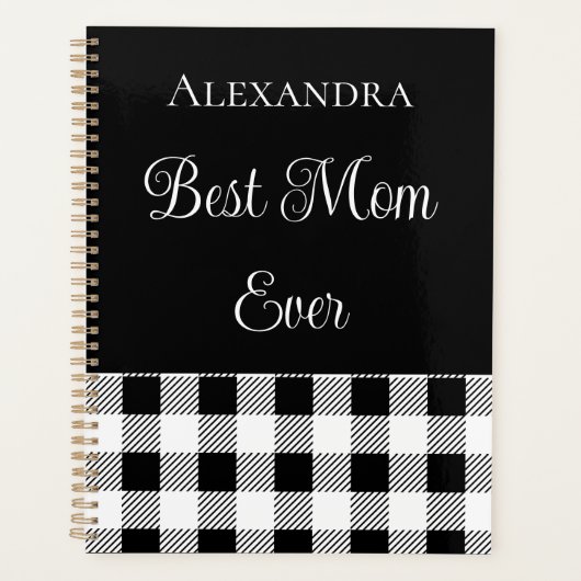 Beste mam ooit Buffalo geplakt zwart witteken Planner (Voorkant)
