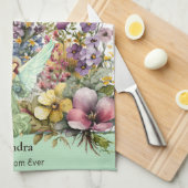 Beste Mam Ooit, Engel en wilde bloemen bloemenperz Theedoek (Quarter Fold)