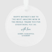 Beste Mam Ooit Floral Custom Bericht Ornament (achterkant)