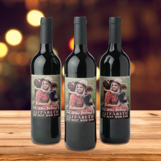 Beste mam ooit foto gepersonaliseerd wijn etiket
