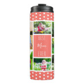 Beste Mam Ooit Fotocollage Koraal en Wit Thermosbeker (Voorkant)