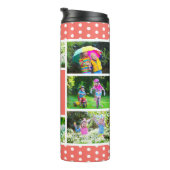 Beste Mam Ooit Fotocollage Koraal en Wit Thermosbeker (Geroteerd rechts)