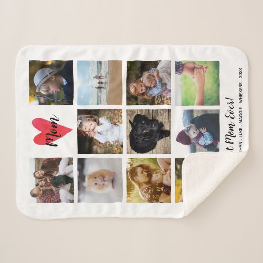 Beste Mam Ooit Fotocollage Moederdag Verjaardag Sherpa Deken (Voorkant (horizontaal))