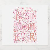 Beste mam ooit gepersonaliseerd sparkling wijnetiket (Enkel label)