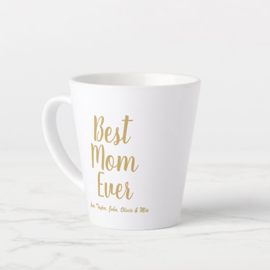 Beste mam ooit goud aangepast script gepersonalise latte mok (Linkerhoek)