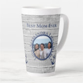 Beste mam ooit grijs hout - zeeanker latte mok (Rechterhoek)