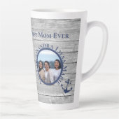 Beste mam ooit grijs hout - zeeanker latte mok (Rechts)