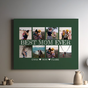 Beste Mam Ooit Groene Fotocollage Canvas Afdruk
