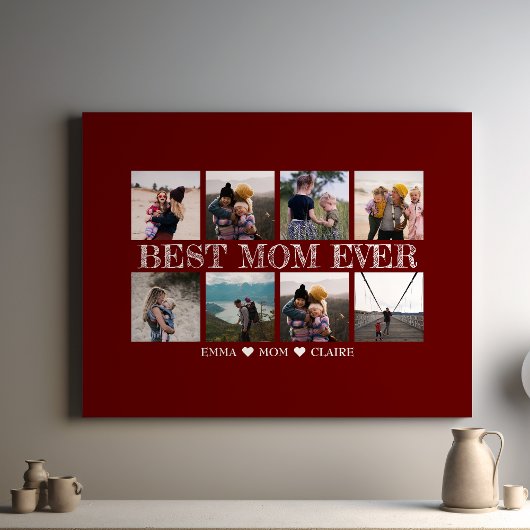 Beste Mam Ooit Maroon Fotocollage Canvas Afdruk