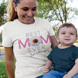 Beste mam ooit met Daisy Afbeelding print (roze V2 T-shirt