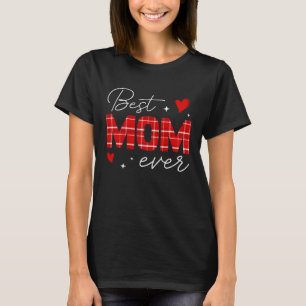 Beste Mam Ooit Met Plaid Patroon Hart Moeder Vrouw T-shirt