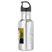 Beste mam ooit Paars Blauwgroen Aangepaste Foto Waterfles (Achterkant)