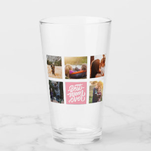 Beste mam ooit persoonlijke foto-inkuilroze glas