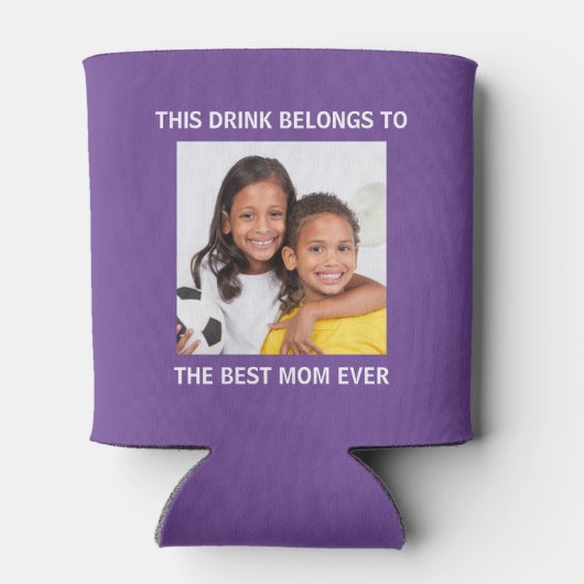Beste mam ooit persoonlijke foto Paars Blikjeskoeler (Achterkant)
