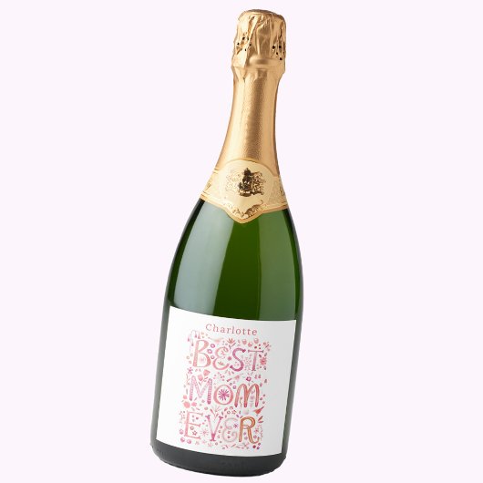 Beste mam ooit persoonlijke Waterverf Sparkling Wijnetiket
