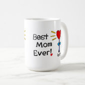 "Beste Mam Ooit" Rode HartBloem Mok (Voorkant rechts)