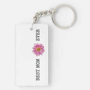 BESTE MAM OOIT roze geel Daisy plezier Sleutelhanger