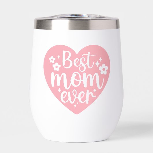 Beste Mam Ooit Roze Hart Met Bloemen (Voorkant)