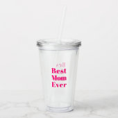 Beste mam ooit roze moderne typografie acryl drinkbeker (Achterkant)