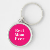 Beste mam ooit roze witte moderne typografie sleutelhanger (Voorkant)