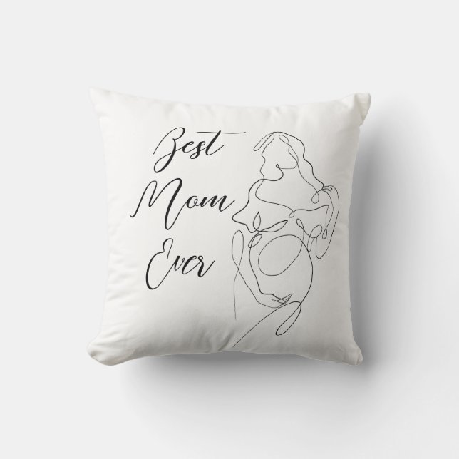 Beste Mam Ooit Trendy One Line Zwangerschap Classi Kussen (Voorkant)
