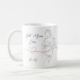 Beste Mam Ooit Trendy One Line Zwangerschap Hart Koffiemok