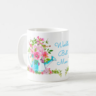 Beste mam roze blauwe Floral op maat Koffiemok
