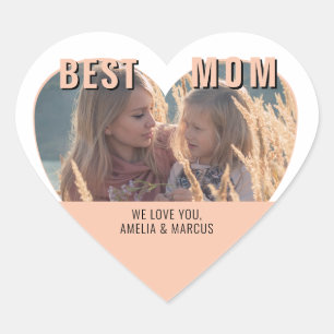 Beste Mam Schattige Hart Foto Moederdag Sticker