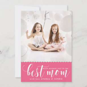 Beste mam   Witte moderne kalligrafie-Moederdag Kaart