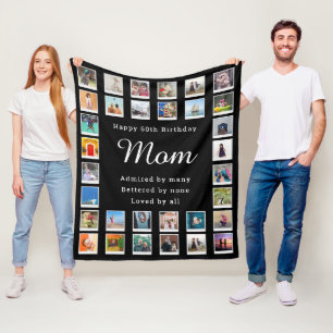 Beste mama 60th Birthday Foto Collage Black Fleece Deken