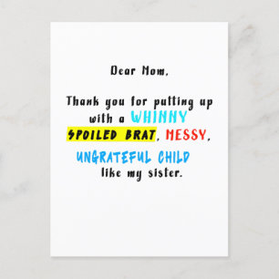 Beste mama, bedankt voor het tolereren van een ver briefkaart