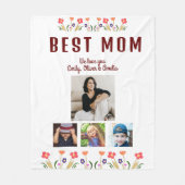 Beste mama bloemen 4 Foto Collage Keepslag Fleece Deken (Voorkant)