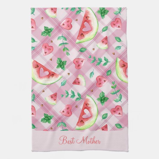 Beste mama Farmhouse Watermelon Hearts Theedoek (Verticaal)