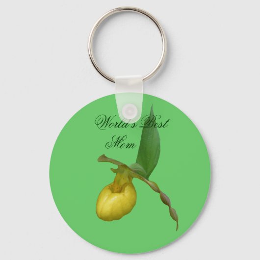 Beste Mama Gele Dame Slipper Bloem Foto Sleutelhan Sleutelhanger (Voorkant)