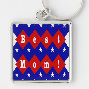 Beste mama in de vorm van Patriotic Diamond Sleutelhanger