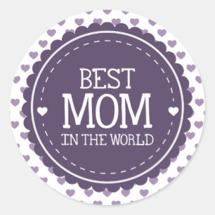 Beste mama in de wereld, Violet Hearts en Circle Ronde Sticker