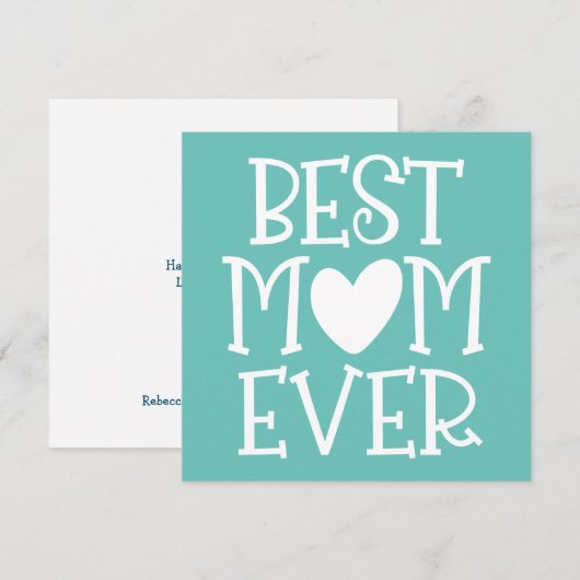 Beste mama Mam ooit Red Heart White Text Blauwgroe Feestdagenkaart (Voorkant / Achterkant)